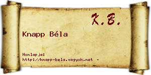 Knapp Béla névjegykártya